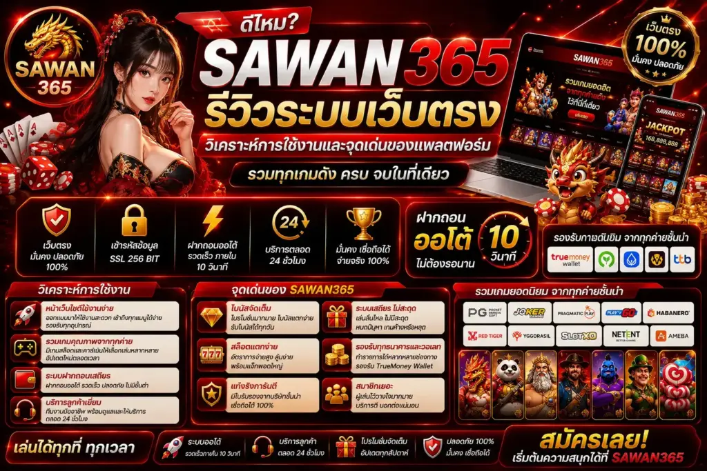 วิธีสมัคร SAWAN365 ล่าสุด สมัครง่ายภายในไม่กี่ขั้นตอน เริ่มเล่นได้ทันที